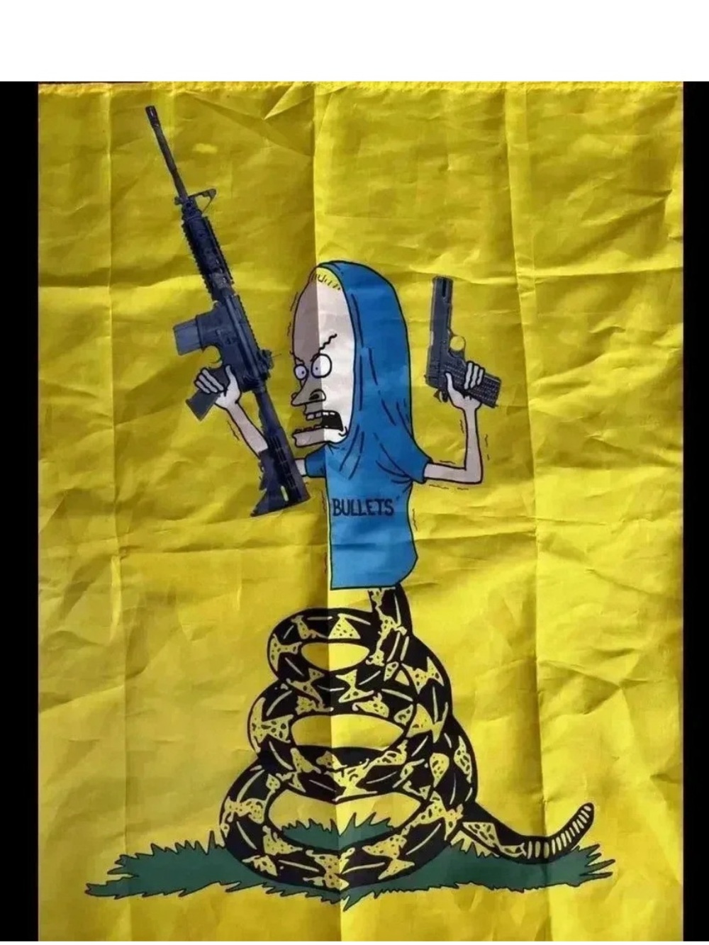 Beavis Are You Threatening Me Flag banner 62 in x 35 in Don't Tread On Me
